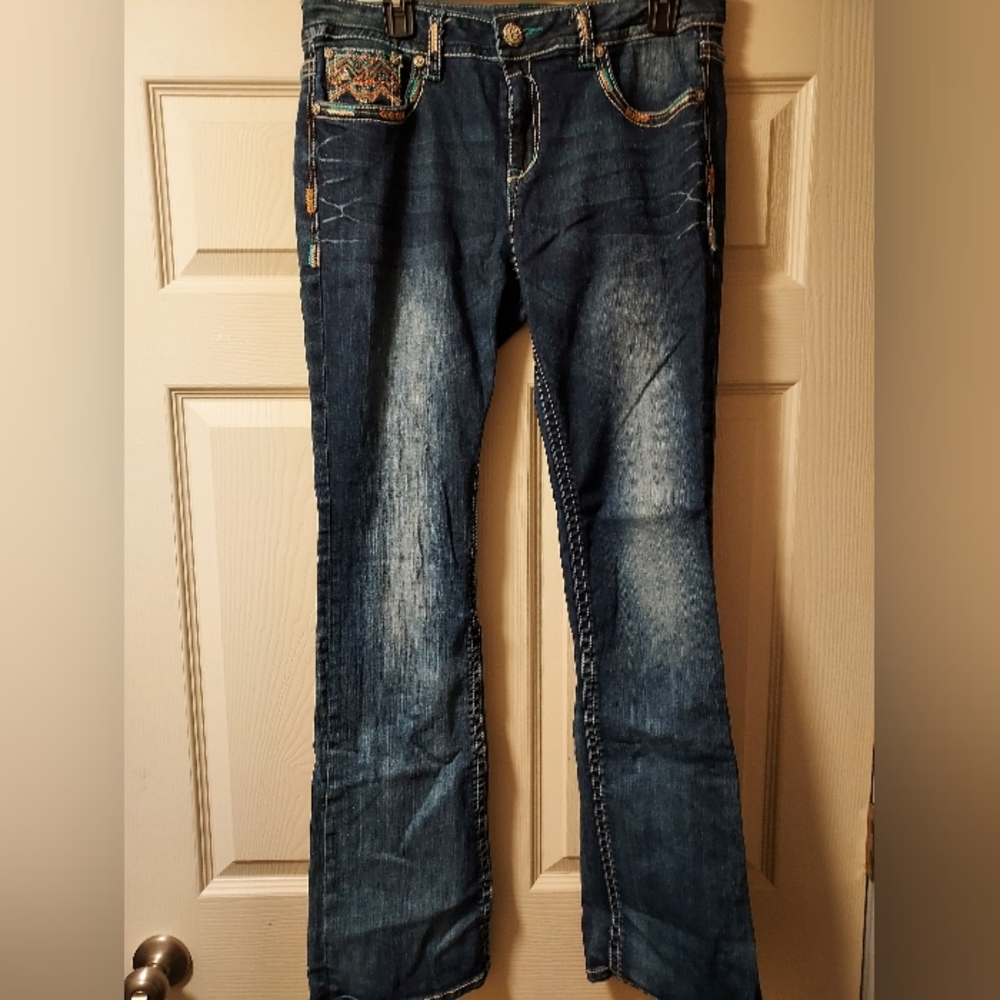 Grace In LA Size 31 Easy Fit Embellished Jeans